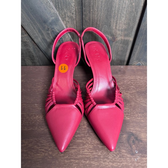 NEW DKNY Gleea Slingback Pointed Toe Woven Heels Women Size 8.5 Red - Picture 8 of 8